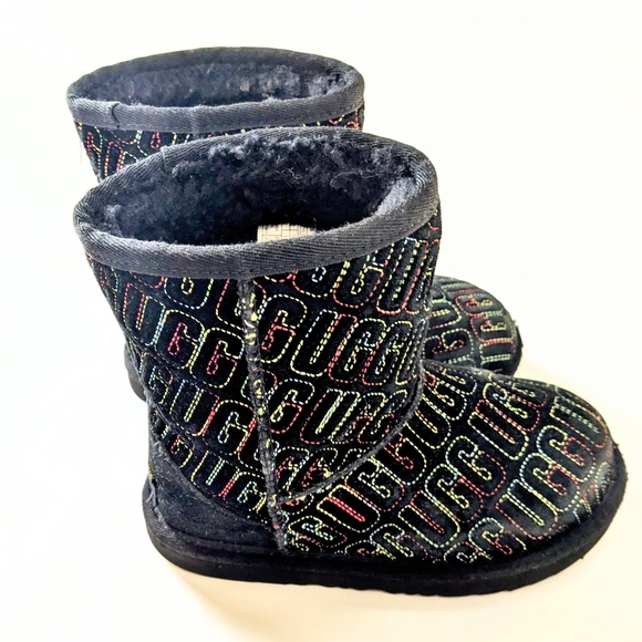 UGG Other - Kids UGGs Black and Multicolor Logo Boots